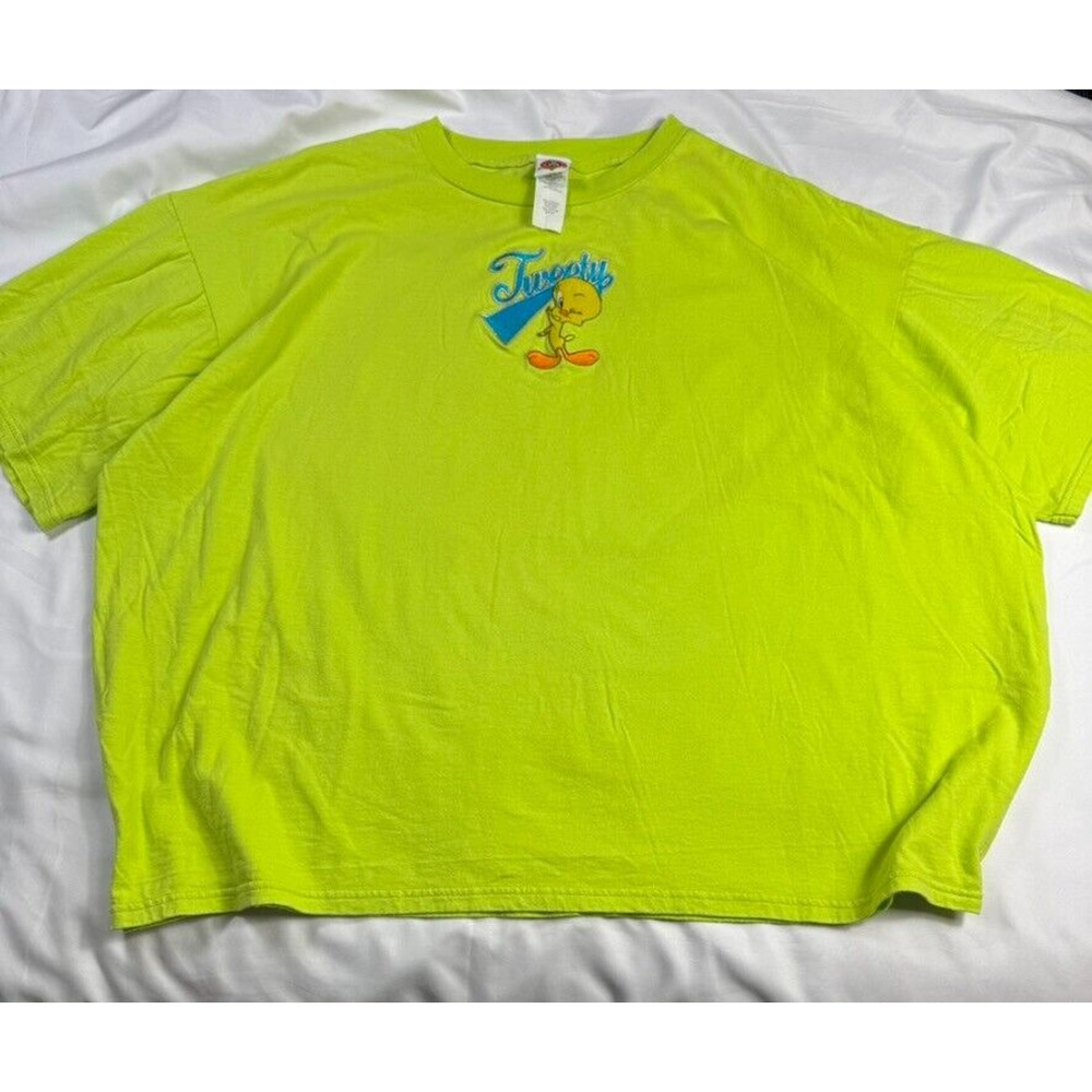 Vintage Tweety Bird Looney Tunes Lime Green T-Shirt Size 26W/28W AOP 1997